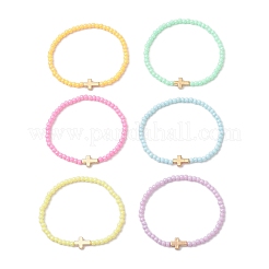 Акриловые круглые бусины эластичные браслеты для женщин BJEW-JB12065