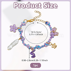 Pulseras con dijes de amatista natural&nbsp;HJEW-OC00402