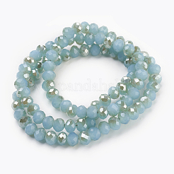 Стеклянные бусины с гальваническим покрытием  GLAA-K027-HR-C01