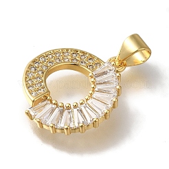 Ciondolo ad anello in ottone placcato con micro pavé di zirconi trasparenti&nbsp;KK-U019-21G
