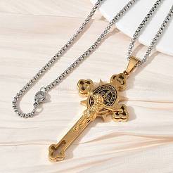 Pendentif croix de saint Benoît en acier inoxydable émaillé 201&nbsp;SA-CBA3211-03GP