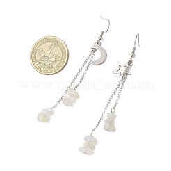 Серьги-подвески в форме звезды и луны из нержавеющей стали 304&nbsp;EJEW-JE06394