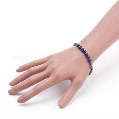 Граненые немагнитные синтетические гематитовые бусины стрейч-браслеты BJEW-JB03265