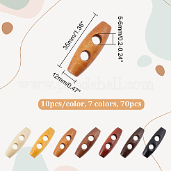70 шт. 7-х цветные пуговицы из натурального дерева FIND-NB0005-03B