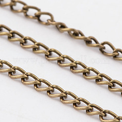 アンティークブロンズアイアンツイストカーブチェーン  溶接されていない  ニッケルフリー  4x2.3x0.7mm&nbsp;X-CH-C012-AB-NF