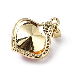 Pendenti in vero ottone placcato in oro 18k placcato in cremagliera con micro pavé di zirconi cubici trasparenti&nbsp;KK-C015-16G-07
