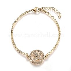 Latón micro pavimenta las pulseras del enlace de óxido de circonio cúbico&nbsp;BJEW-Z003-31G