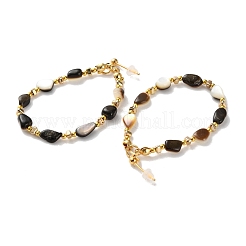 Серьги-гвоздики из натурального агата и синтетического гематита из нержавеющей стали 304 EJEW-H017-01G-02