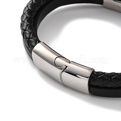 Мужские плетеные многониточные браслеты из черного шнура из искусственной кожи BJEW-K243-15P