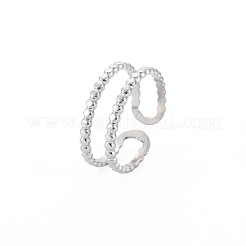 Некорневой 304 нержавеющая сталь двойная линия открытое кольцо-манжета для женщин RJEW-S405-227P