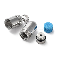 変色しない201ステンレススチールの丸型骨壷灰の大きなペンダント  ステンレス鋼色  37x9.6mm&nbsp;BOTT-PW0001-009P