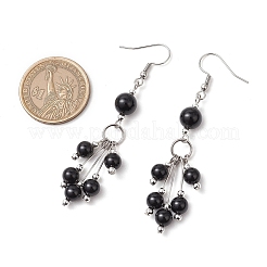 2 пара сережек-подвесок из синтетической аква-терра-яшмы и натурального черного оникса EJEW-JE06383