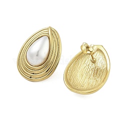 Женские серьги-гвоздики из нержавеющей стали 304 с ионным покрытием (IP) и имитацией жемчуга ABS&nbsp;EJEW-N054-37G