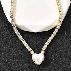 Теннисные ожерелья с прозрачными кубическими цирконами и латунным паве NJEW-K287-02G