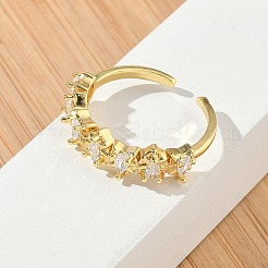 Messing Micro Pave Zirkonia Manschette offene Ringe&nbsp;RJEW-C163-02G