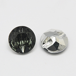 台湾アクリルラインストーンボタン  多面カット  1穴  フラットラウンド  グレー  13x7mm  穴：1mm&nbsp;BUTT-F020-13mm-27