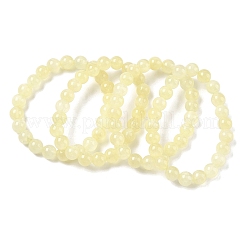 Bracelets extensibles ronds en soie dorée naturelle et perles de jade pour femmes&nbsp;BJEW-F535-01C
