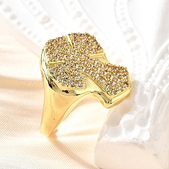 Манжеты из латуни с микро паве кубический цирконий для женщин RJEW-F181-04G