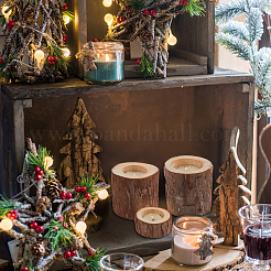 5 шт. 5 стиля подсвечников из натурального дерева AJEW-OC0002-07