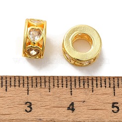 Europäische Perlen aus Messing mit Mikropavé-Fassung und Zirkonia-Unterlegscheiben&nbsp;KK-C072-09G