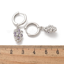 Латунные кубических серьги циркония обруч EJEW-Q015-02P-D