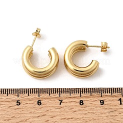 Двухслойные серьги-гвоздики из нержавеющей стали 201-й пробы в форме буквы С&nbsp;X-EJEW-Z151-11G-02