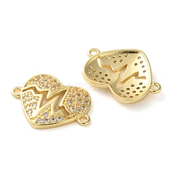 Dijes de conector de corazón de circonita cúbica de latón chapado en rack&nbsp;KK-C084-08B-G