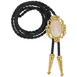 Collar de lazo de cuero sintético con cuarzo rosa natural&nbsp;NJEW-WH20010-02D