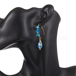 Серьги-подвески из гальванического стекла в форме капли&nbsp;EJEW-JE06797