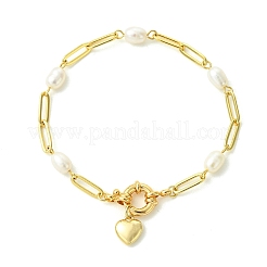 Bracelets en laiton avec breloque cœur et trombone pour femmes&nbsp;BJEW-JB14259