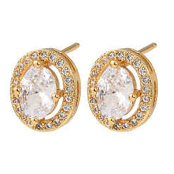 Aretes de latón con micro pavé de circonio cúbico para mujer&nbsp;EJEW-F418-12G