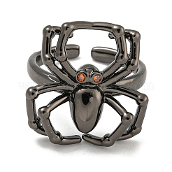 Стойки с покрытием из латуни микро-паве с кубическим цирконием в виде паука открытые манжеты кольца для женщин RJEW-I104-22B