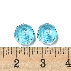 透明なk9ガラスビーズ  多面カット  ロンデル  アクアマリン  6x4mm  穴：1.2mm&nbsp;GLAA-E048-02-06