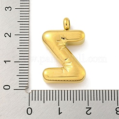 イオンプレーティング（IP）304ステンレスペンダント  レターチャーム  ゴールドカラー  文字Z  24x15.5x5.5mm  穴：3mm&nbsp;STAS-C102-16G-Z