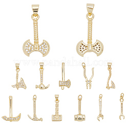 12 шт. 12 стиля подвески для инструментов из латуни с микропаве из прозрачного кубического циркония&nbsp;KK-BBC0021-90