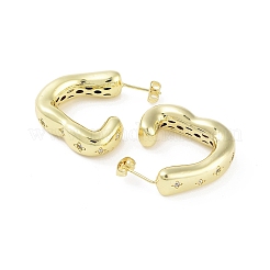 Серьги-гвоздики из латуни с микропаве из кубического циркония&nbsp;EJEW-B047-05G-04