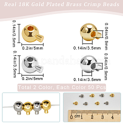 100 шт. 2 цвета латунные обжимные бусины KK-BBC0014-30