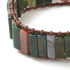 Bracelet en perles rectangle d'agate indienne naturelle&nbsp;BJEW-JB08198-02
