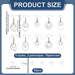 10 paire de 5 kits de fabrication de boucles d'oreilles pendantes en acier inoxydable 304&nbsp;EJEW-UN00028
