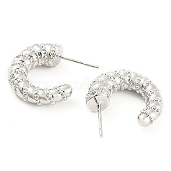 Серьги-пусеты из латуни с кубическим цирконием и рогами EJEW-K245-31P