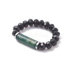 Эластичное кольцо из бисера из натуральных и синтетических смешанных драгоценных камней и стеклянной колонны для женщин RJEW-JR00563