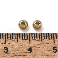 304ステンレススチールビーズ  イオンプレーティング（ip）  長持ちメッキ  ラックめっき  18KGP本金メッキ  ラウンド  4x3mm  穴：1.6mm&nbsp;STAS-P448-06E-G