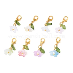 8 шт. 8-х цветные акриловые подвесные украшения-цветы HJEW-FS00034-04