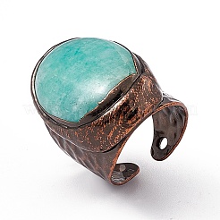 Овальное кольцо-манжета с драгоценным камнем RJEW-D077-14AG