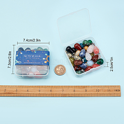 30個15色ジェムストーンペンダント  プラチナトーンの真鍮パーツ  ティアドロップ  21~24x12~14mm  穴：2x7mm&nbsp;G-SC0001-40