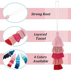 4 шт. 4-х цветные хлопковые многослойные подвесные украшения с кисточками&nbsp;AJEW-OC0003-43