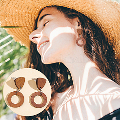 16 пара сережек-гвоздиков из орехового дерева в форме треугольника WOOD-UN0001-07