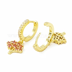 Серьги-кольца с кубическим цирконием дерево жизни&nbsp;EJEW-H086-03G