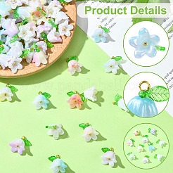 90шт. 9-х цветные акриловые цветочные подвески&nbsp;PALLOY-CJ00074