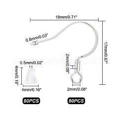80 шт. французские крючки для сережек из нержавеющей стали 304&nbsp;STAS-UN0036-43